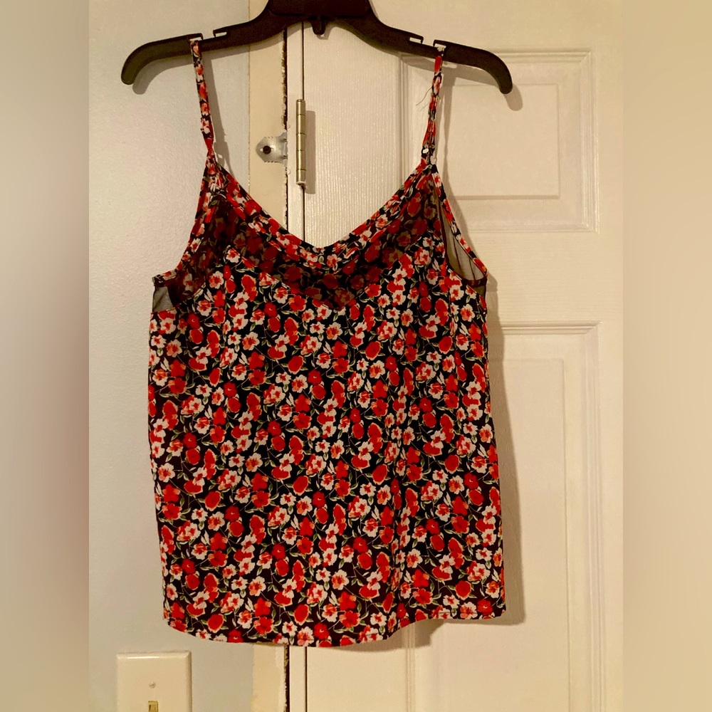 Red floral tank top. Large